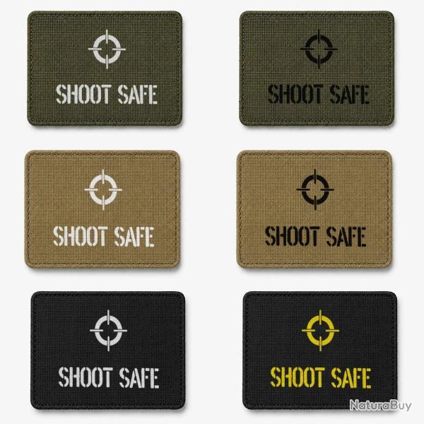 Patch velcro SHOOT SAFE - �cusson tir sportif tiss� 10x7 cm
