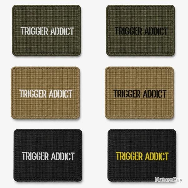 Patch velcro Trigger Addict - �cusson tir sportif tiss� 10x7 cm