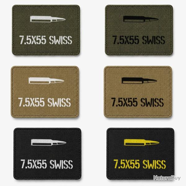 Patch velcro 7.5x55 Swiss - �cusson tir sportif tiss� 10x7 cm