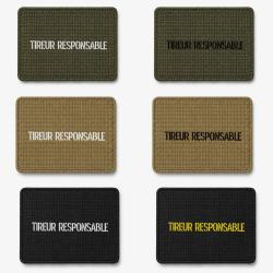 Patch velcro TIREUR RESPONSABLE - &Eacute;cusson tir sportif tiss&eacute; 10x7 cm