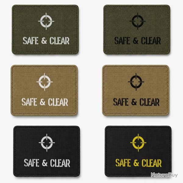 Patch velcro SAFE & CLEAR - �cusson tir sportif tiss� 10x7 cm