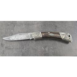 couteau de collection pliant lame damas herbertz etat neuf acier 440