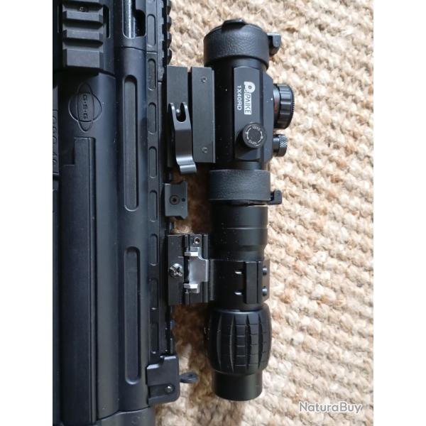 JJ Airsoft Magnifier 4x pour Eotech & Paike 1X40 Viseur � Point Rouge Point Rouge Vert �clair� Rail