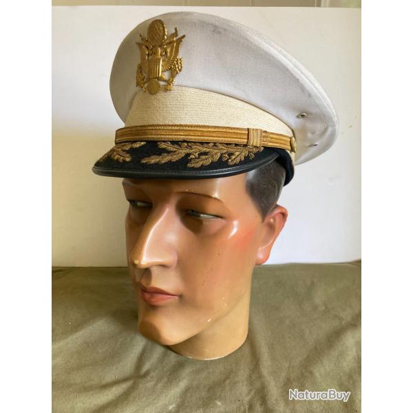 Casquette blanche d'officier sup�rieur de l'arm�e am�ricaine p�riode fin des ann�es 1940
