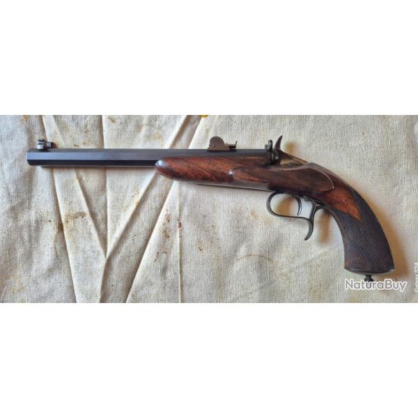 Pistolet de salon Type FLOBERT 22 SHORT canon raye magnifique, etat d'origine apte aux tirs