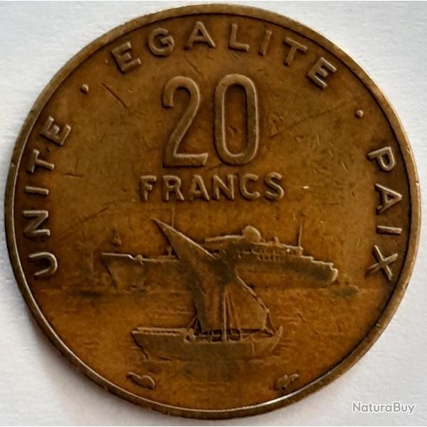 Pi�ce de Monnaie Djibouti 20 Francs 1977