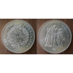 France 50 Francs 1976 NEUVE Piece Hercules Argent Hercule