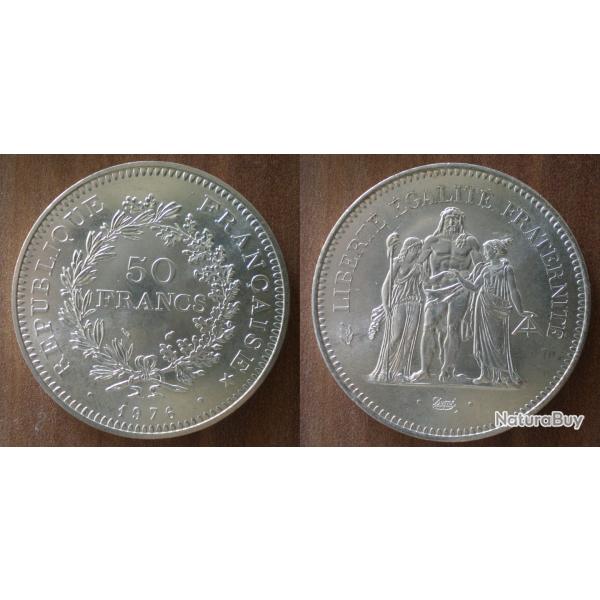 France 50 Francs 1976 NEUVE Piece Hercules Argent Hercule