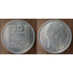 France 20 Francs 1929 Turin Piece Argent Franc