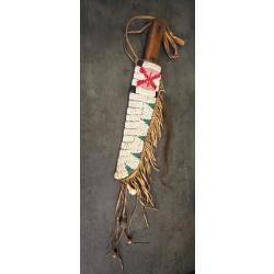 &Eacute;tui de couteau perl&eacute; indien avec son couteau d&eacute;cor dent et grelots