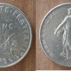 France 1 Franc 1973 Piece Semeuse Nickel Francs