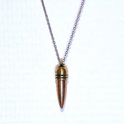 WW2 Pendentif Balle Seconde Guerre Mondiale Neutralis&eacute;e 30 06 Perforante Collier Chaine Acier