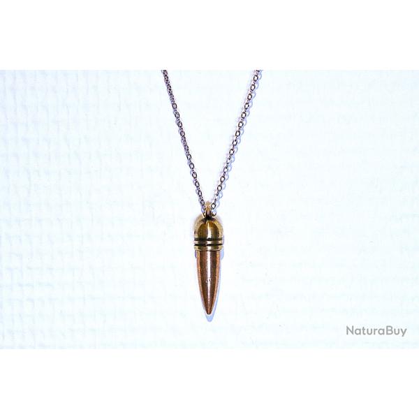 WW2 Pendentif Balle Seconde Guerre Mondiale Neutralis�e 30 06 Perforante Collier Chaine Acier