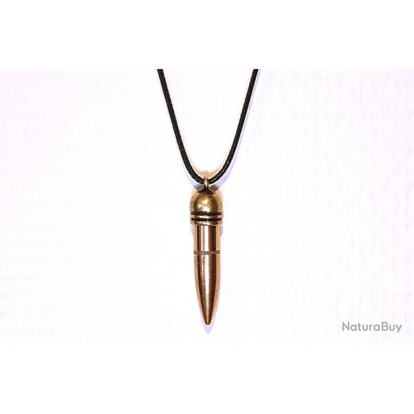 WW2 Pendentif Balle Seconde Guerre Mondiale Neutralis�e 30 06 Tra�ante Collier Cordon Tress� Noir