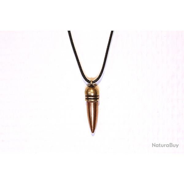 WW2 Pendentif Balle Seconde Guerre Mondiale Neutralis�e 30 06 FMJ Collier Cordon Tress� Noir