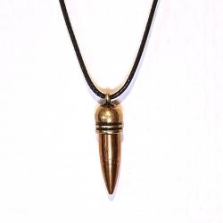 WW2 Pendentif Balle Seconde Guerre Mondiale Neutralis&eacute;e 30 06 Perforante Collier Cordon Tress&eacute; Noir