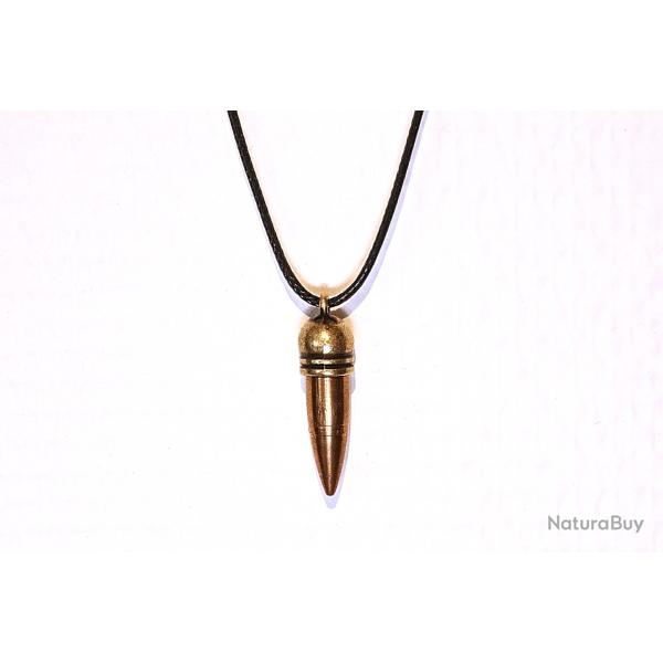 WW2 Pendentif Balle Seconde Guerre Mondiale Neutralis�e 30 06 Perforante Collier Cordon Tress� Noir