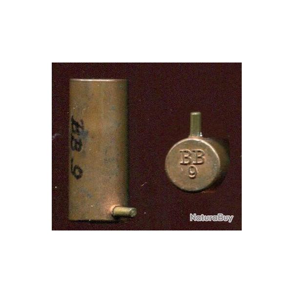 9 mm � broche � grenaille - marquage en relief : BB 9 - long �tui cuivre ferm� par opercule carton