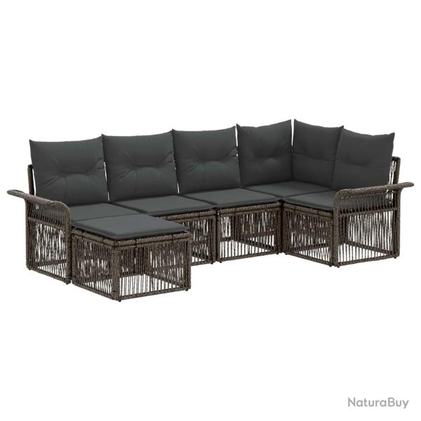 Ensemble de canap� de jardin 6 pcs Gris polyrotin