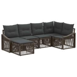 Ensemble de canap&eacute; de jardin 6 pcs Gris polyrotin