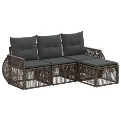 Ensemble de canap&eacute; de jardin 4 pcs Gris et Gris fonc&eacute; polyrotin