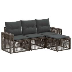 Ensemble de canap&eacute; de jardin 4 pcs Gris et Gris fonc&eacute; polyrotin