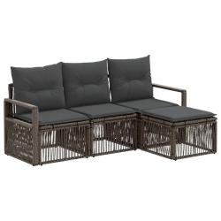 Ensemble de canap&eacute; de jardin 4 pcs Gris polyrotin