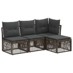 Ensemble de canap&eacute; de jardin 4 pcs Gris polyrotin