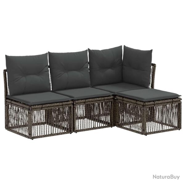 Ensemble de canap� de jardin 4 pcs Gris polyrotin