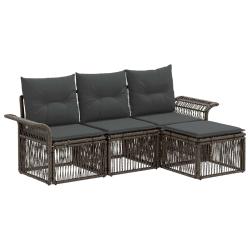 Ensemble de canap&eacute; de jardin 4 pcs Gris polyrotin