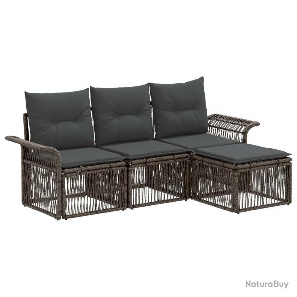 Ensemble de canap� de jardin 4 pcs Gris polyrotin