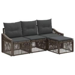 Ensemble de canap&eacute; de jardin 4 pcs Gris polyrotin