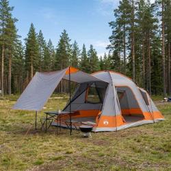 Tente Cabane Gris et orange 12-Personnes Polyester et Acier
