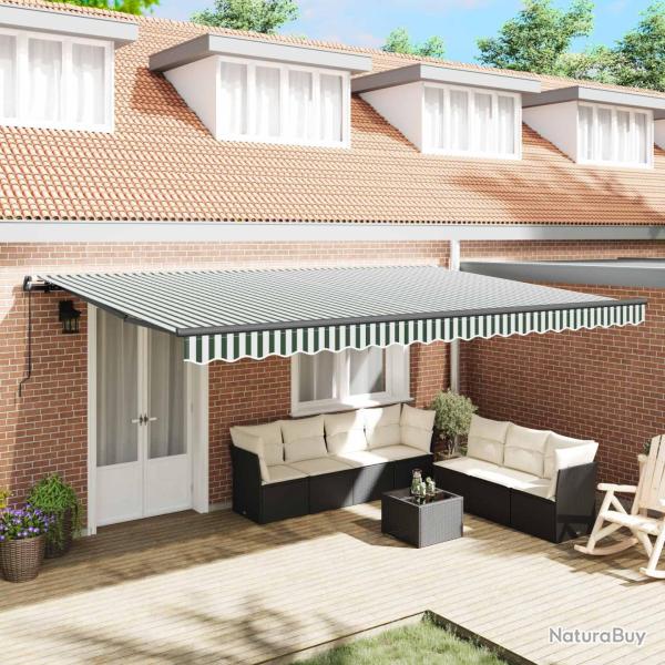 Auvent r�tractable Vert et blanc 500 � 300 cm