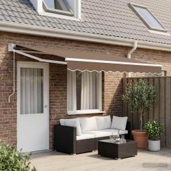 Auvent r&eacute;tractable Taupe 4 &times; 3 m Polyester et m&eacute;tal