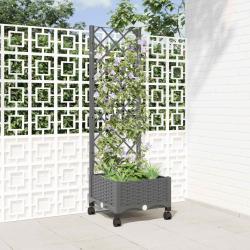 Bac de jardin avec treillis et roues Gris clair PP