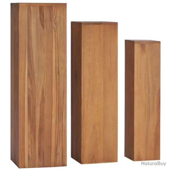 Ensemble de supports de plantes 3 pcs Bois de teck solide