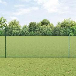 Cl&ocirc;ture en fil soud&eacute; avec poteaux 10 x 1,6 m Vert Maille