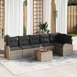 Ensemble de canap&eacute; de jardin avec coussin 7 pcs Gris polyrotin