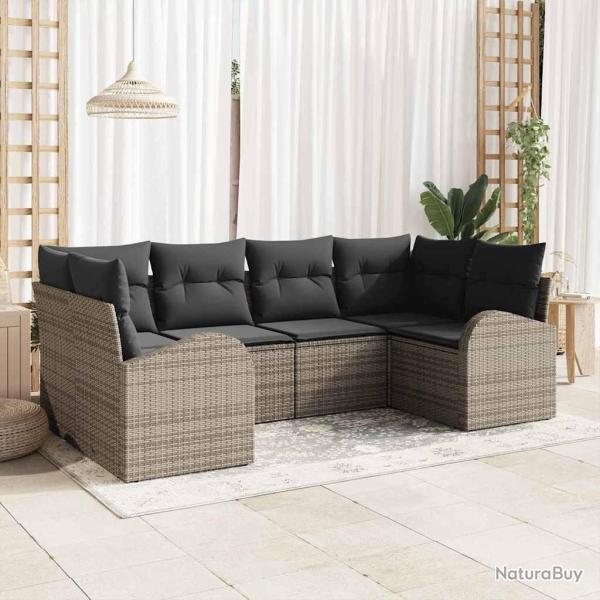 Ensemble de canap� de jardin 6 pcs Gris Poly Rattan