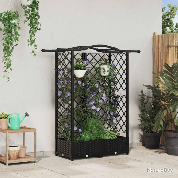 Lit �lev� avec Treillis et Toit Noir 124 x 40 x 123 cm PP