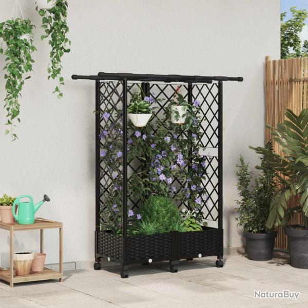 Lit �lev� avec Treillis et Toit Noir 124 x 40 x 127 cm PP