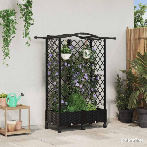 Lit �lev� avec Treillis et Toit Noir 124 x 40 x 129 cm PP