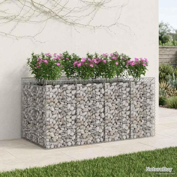 Lit sur�lev� gabion 2 pcs Argent�