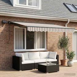 Cadre de store manuel avec LEDs Gris clair et blanc 3 x 2,5 m