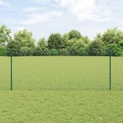 Cl&ocirc;ture en fil soud&eacute; avec poteaux 25 x 1 m Acier galvanis&eacute; Vert