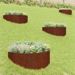 Bordure de Pelouse 4 pcs 100 x 45 cm Acier Rouill&eacute;