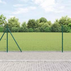 Cl&ocirc;ture en fil soud&eacute; avec base en b&eacute;ton 10 x 0,8 m Vert Maille