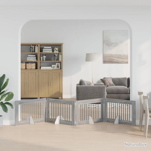 Porte de chien pliable avec supports 4 pcs Sonoma gris 401 cm