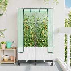 Jardini&egrave;re de jardin avec couverture de serre et roues 2 pc PP